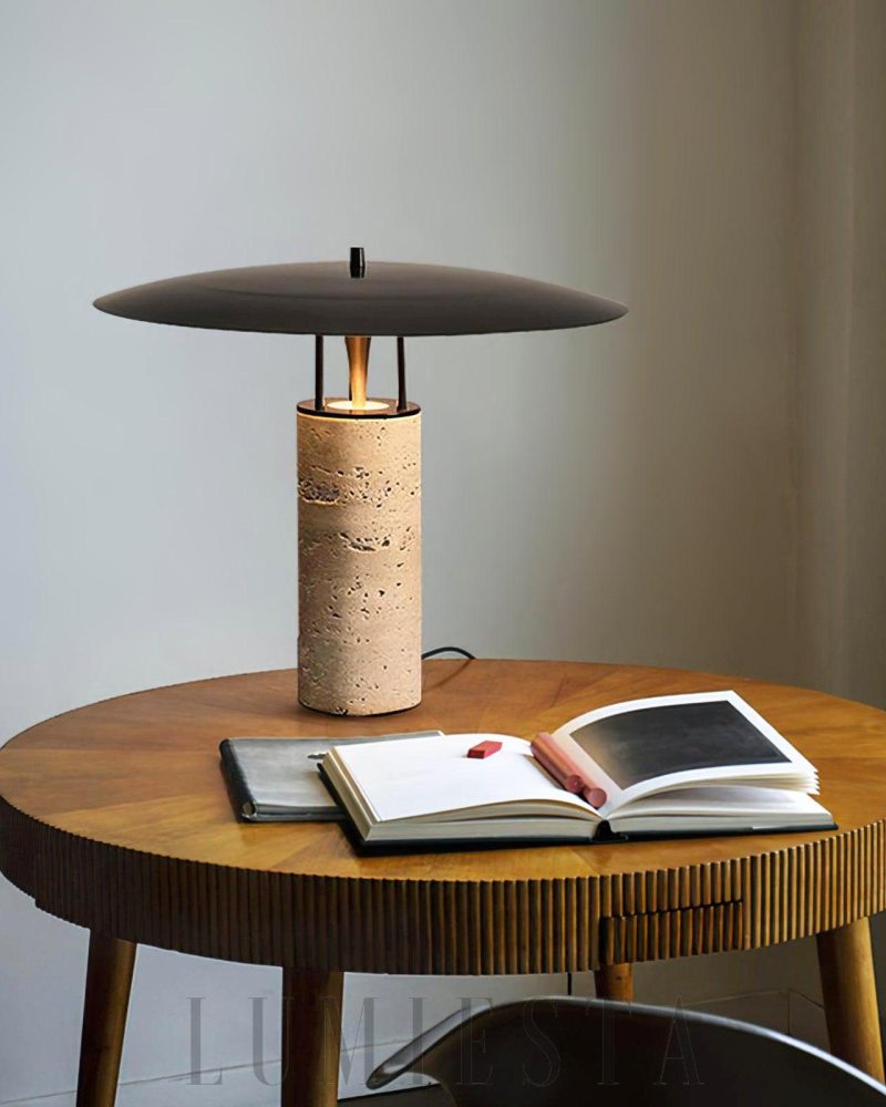 Lampa stołowa Travertine Luna w stylu nowoczesnym żółta i czarna
