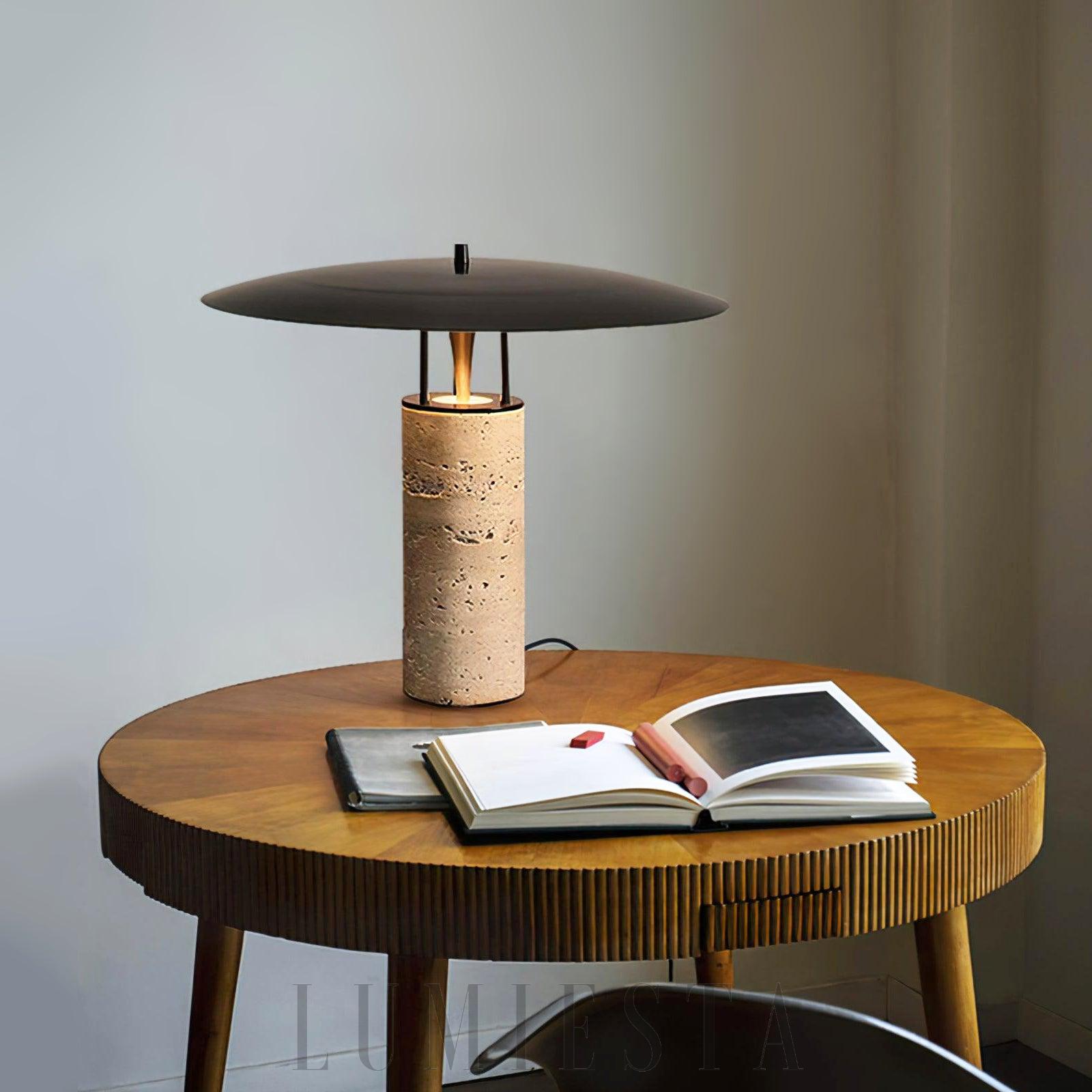 Lampa stołowa Travertine Luna w stylu nowoczesnym żółta i czarna
