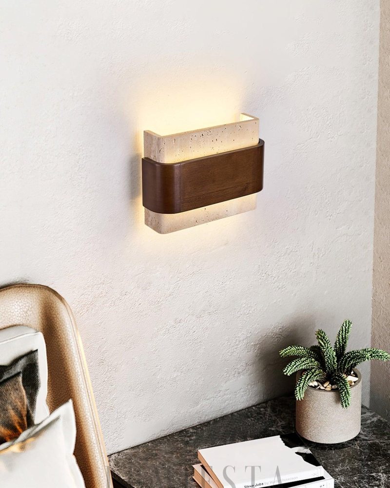 Lampa Ścienna Rectangle Terra Lumen Beżowy Orzechowy 22cm