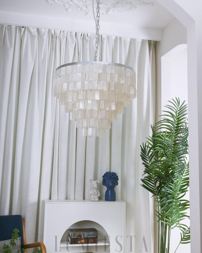 Lampa wisząca Skye Light muszlowy żyrandol w białym kolorze