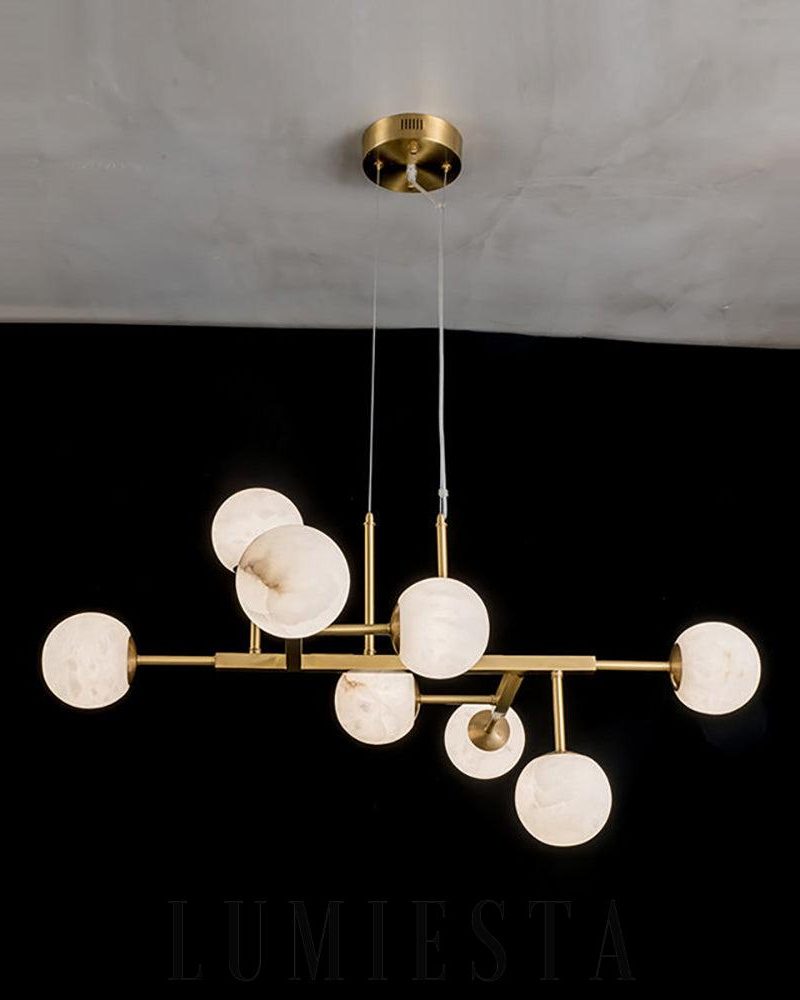 Elegancki żyrandol alabastrowy w mosiężnym stylu 105cm 110cm