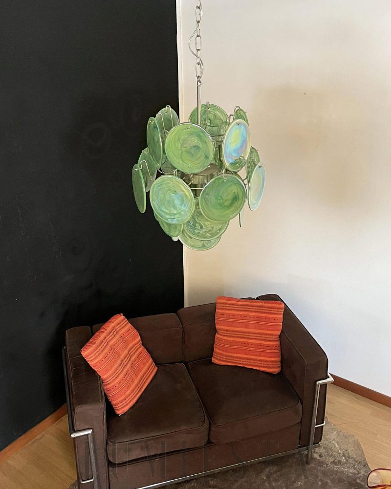 Wytworny zielony żyrandol Murano w stylu vintage 45cm
