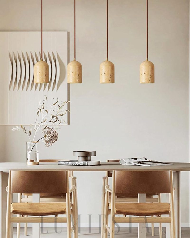 Lampa wisząca cylindryczna z trawertynu w stylu vintage 10cm
