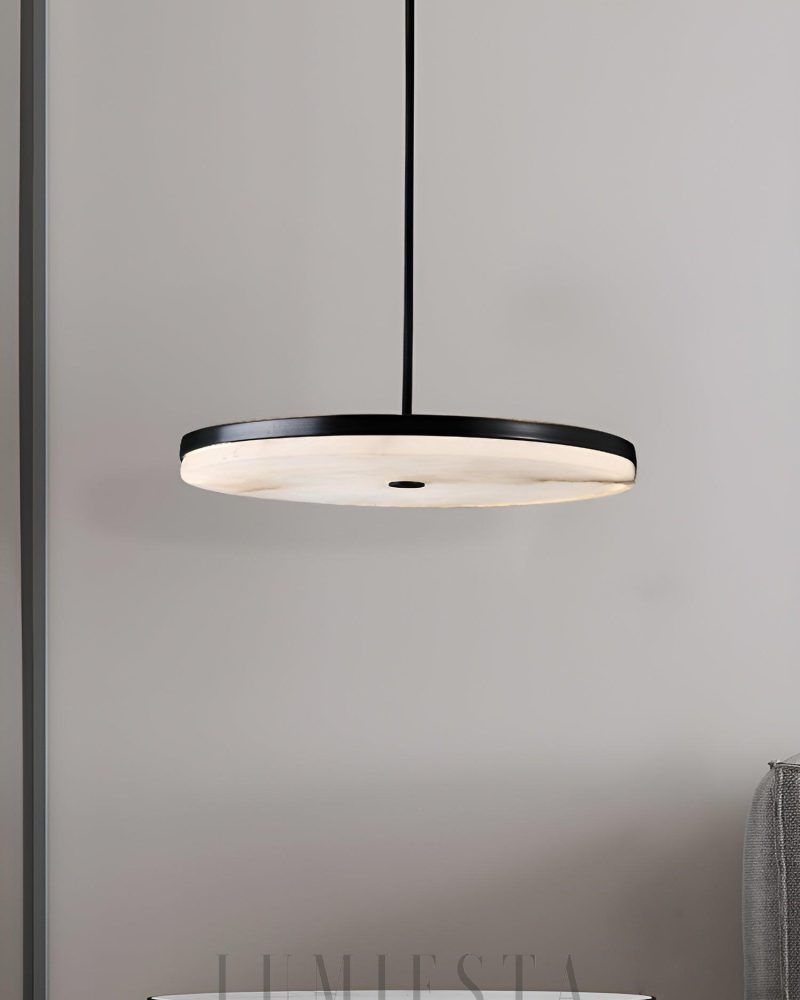 Lampa wisząca Manhattan Alabaster okrągła czarna biała 20 25 30 cm