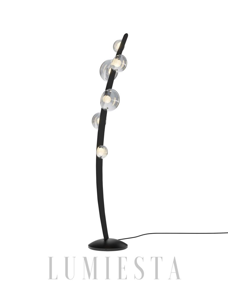 Lampa podłogowa Dew Drops w stylu nowoczesnym czarna i przezroczysta