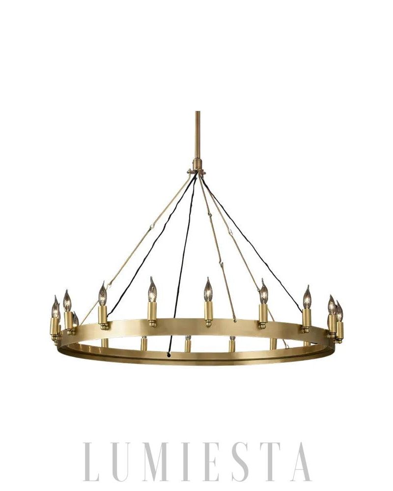Żyrandol Camino Vintage Candelabra Okrągły 98cm Mosiądz Czarny