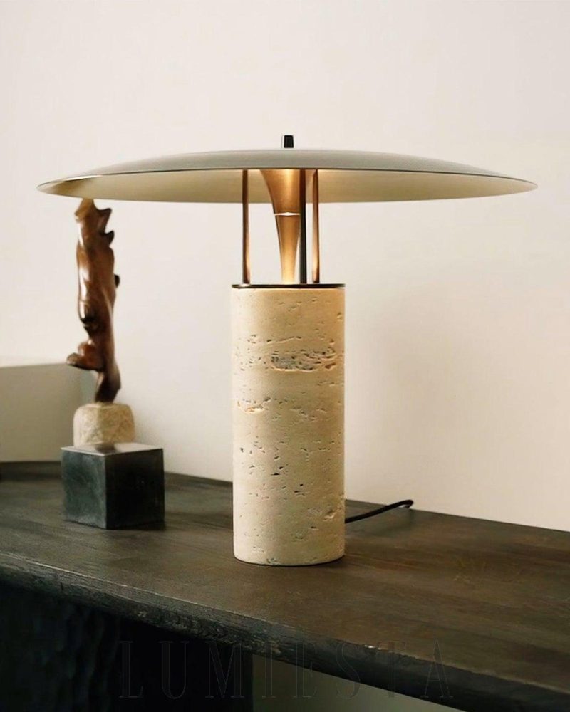 Lampa stołowa Travertine Luna w stylu nowoczesnym żółta i czarna