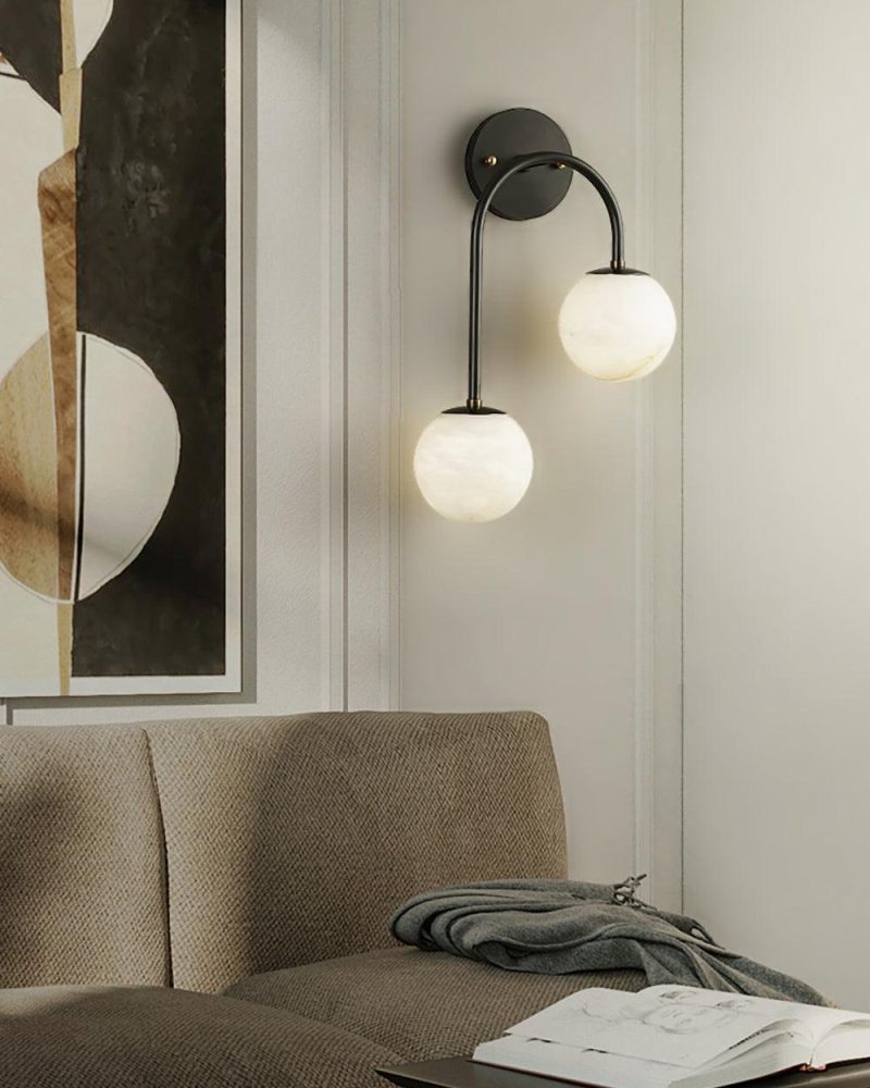 Lampa ścienna alabastrowa w nowoczesnym stylu mosiężnym 30cm