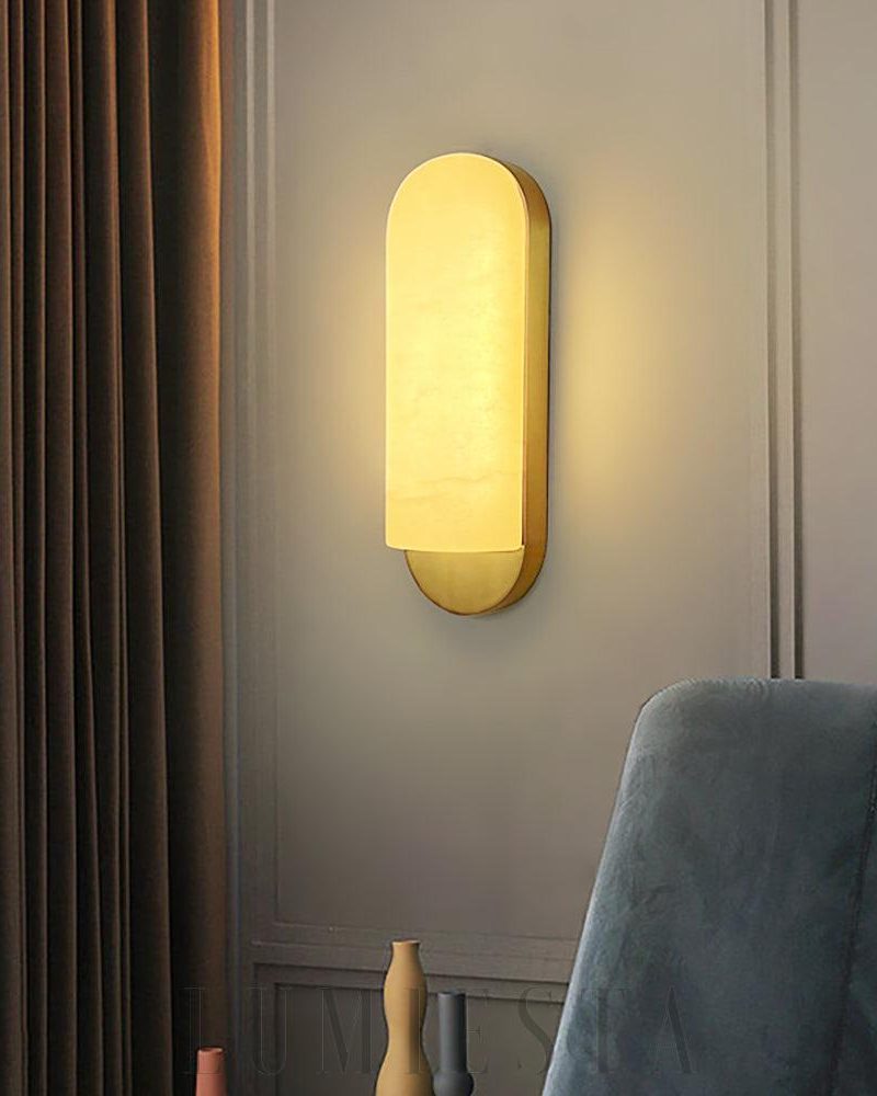 Lampa Ścienna Alabastrowa Kwadratowa i Okrągła w Złocie