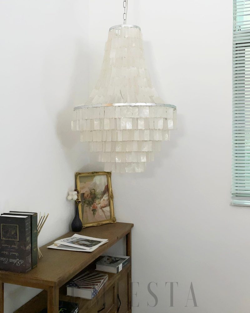 Lampa wisząca Boho z naturalnych muszli Capiz 45cm 65cm