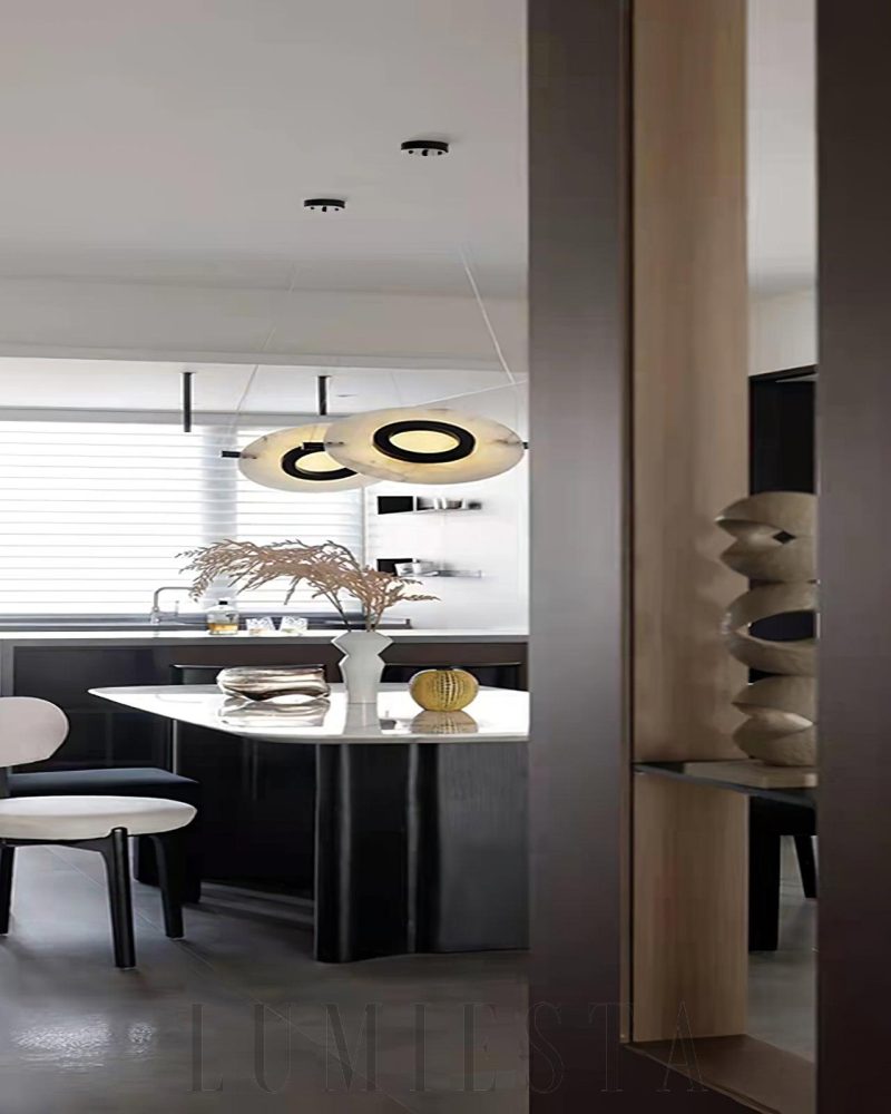 Lampa wisząca Magma Alabaster stylowa średnica 51cm czarna biała