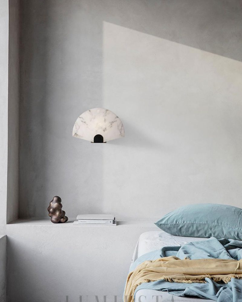 Lampa Ścienna Alabastrowa w Kształcie Wachlarza 35cm