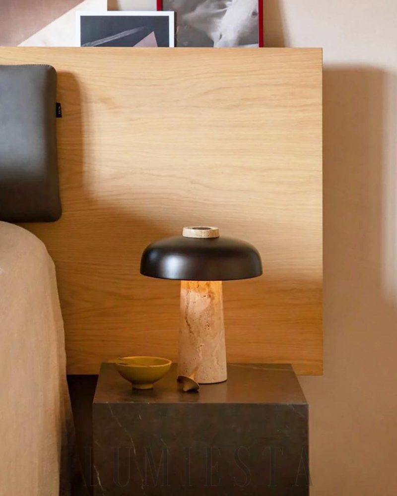 Lampa stołowa z travertynu w nowoczesnym stylu czarnożółtym