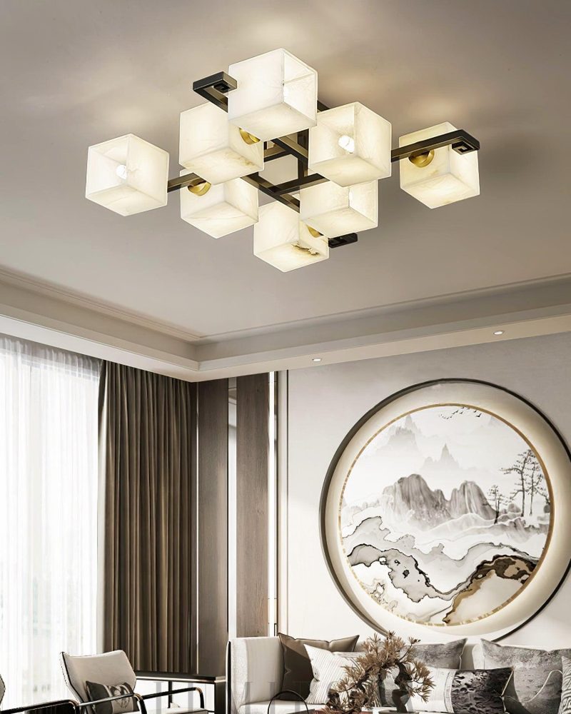 Lampa sufitowa Alabaster w stylu kubistycznym czarna i biała