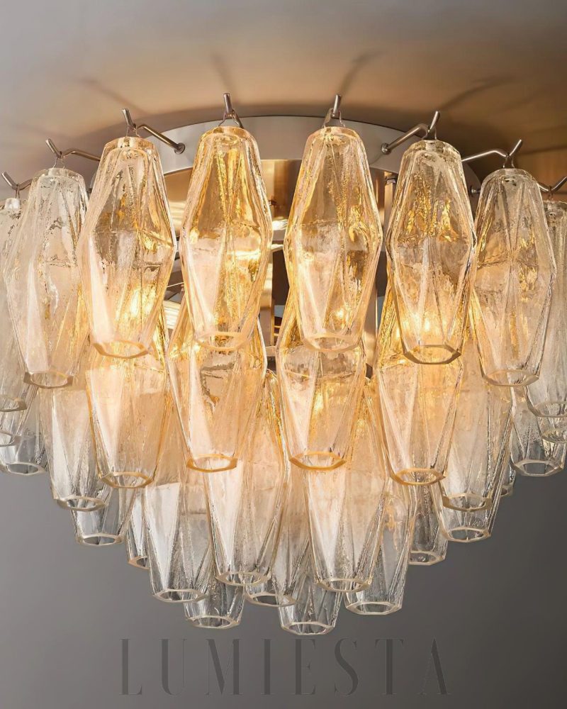 Lampa sufitowa Chara Glass 17 przezroczysta mosiężna stylowa