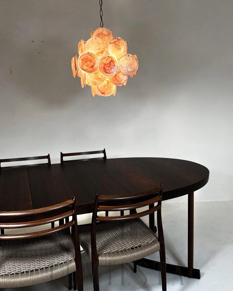 Lampa wisząca Vintage Murano Różowy szklany żyrandol 49cm