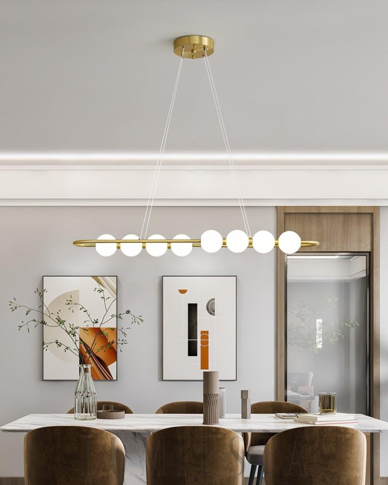 Lampa wisząca Pearl Chain w mosiężnym stylu z akrylowymi kulami