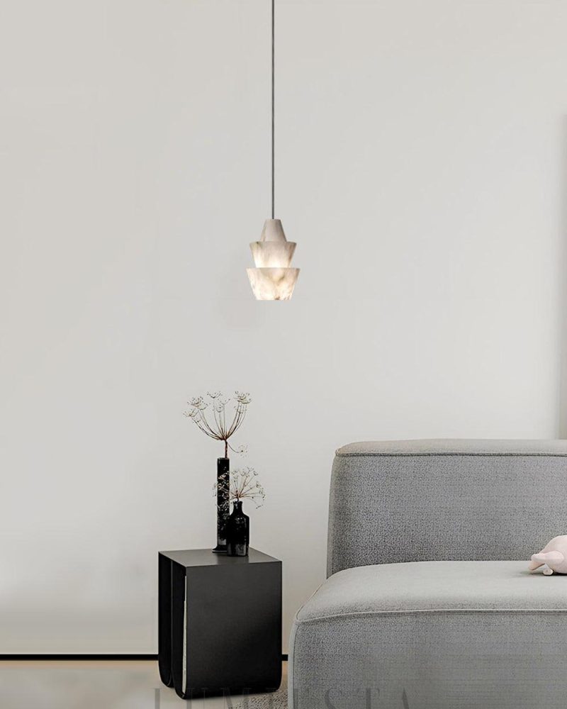 Lampa wisząca koniczna z alabastru nowoczesny design 15cm