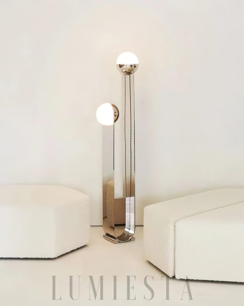 Lampa podłogowa Pete i Nora w stylu nowoczesnym chromowana 155cm