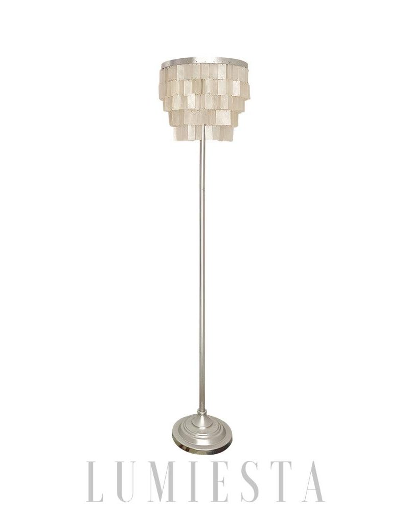Lampa podłogowa Skye w stylu tiered srebrna i biała 155cm