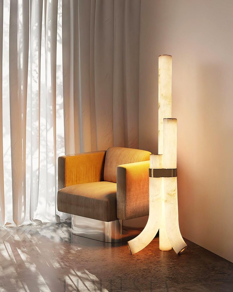 Lampa podłogowa z alabastru w nowoczesnym stylu 45cm 150cm