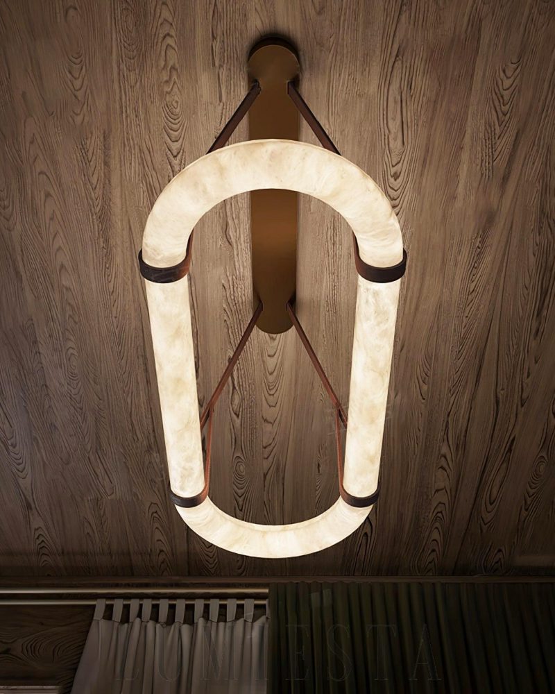 Aurelia - lampa wisząca w stylu nowoczesnym ovalna z alabastru