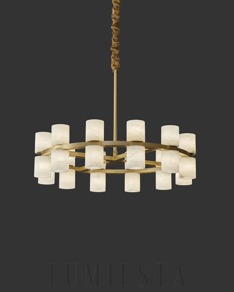 Nowoczesny żyrandol Tabitha Alabaster 60 cm biały mosiądz