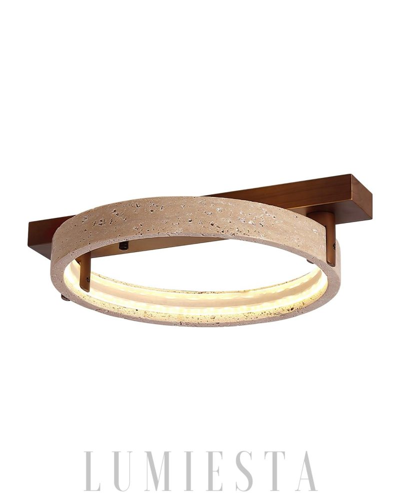 Lampa sufitowa Ring Horizon w kolorze beżowym z travertynu