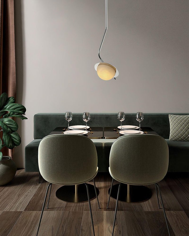Lampa wisząca Alabaster Chic 20cm biała chromowana elegancka