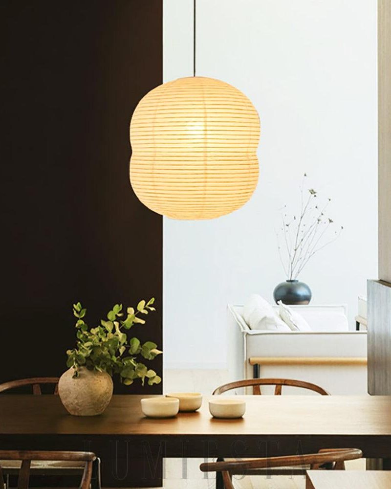 Lampa wisząca Akari minimalistyczna biały okrągły kształt 39 5cm 59cm