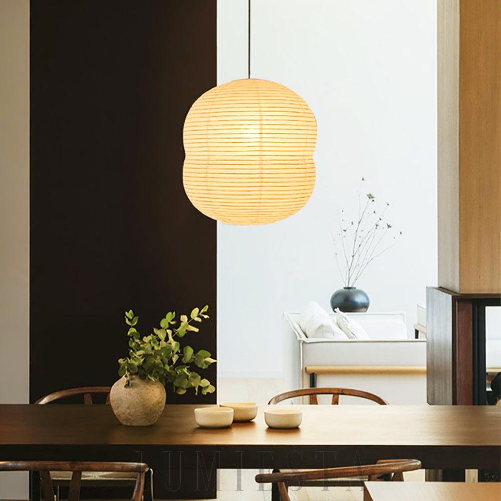Lampa wisząca Akari minimalistyczna biały okrągły kształt 39 5cm 59cm