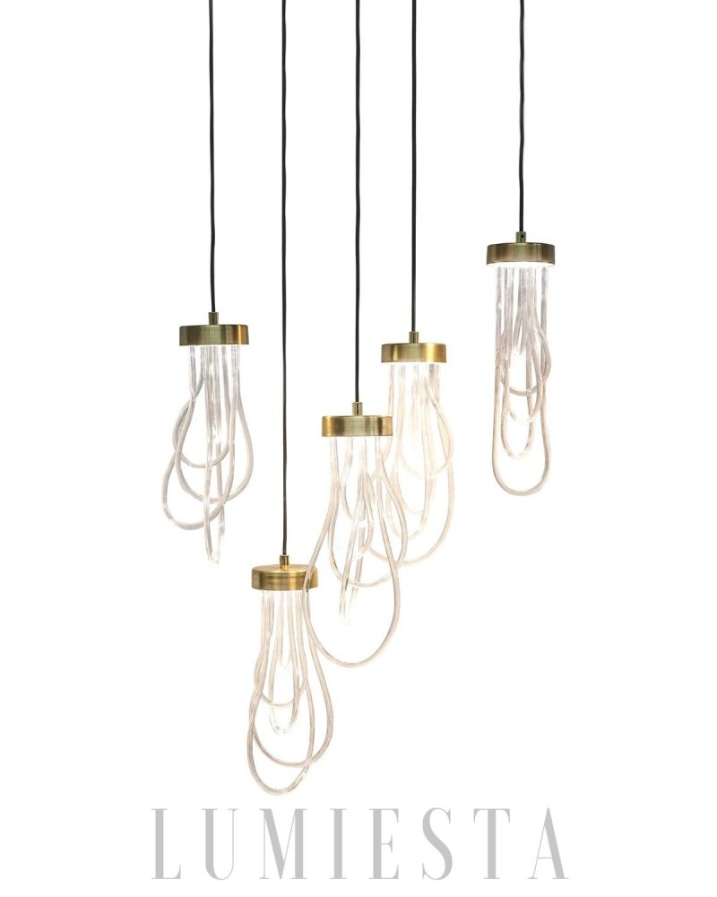 Lampa wisząca ośmiornica złota elegancka nowoczesna 15cm 40cm