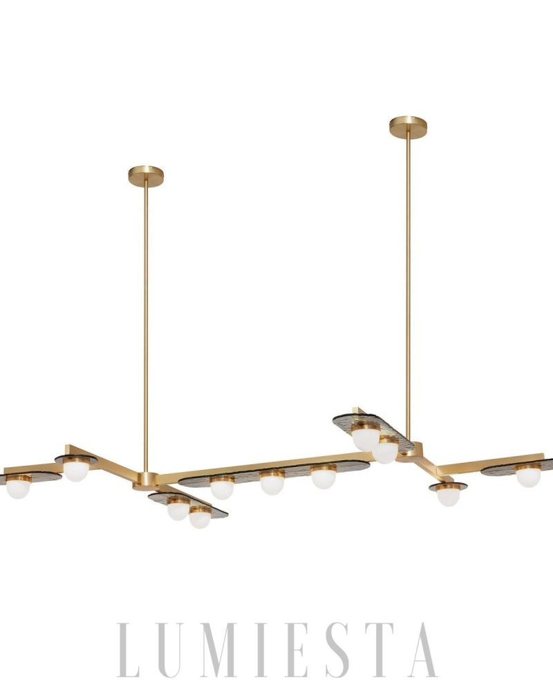 Lampa wisząca Modulo w złotym kolorze z 6 lub 11 głowami