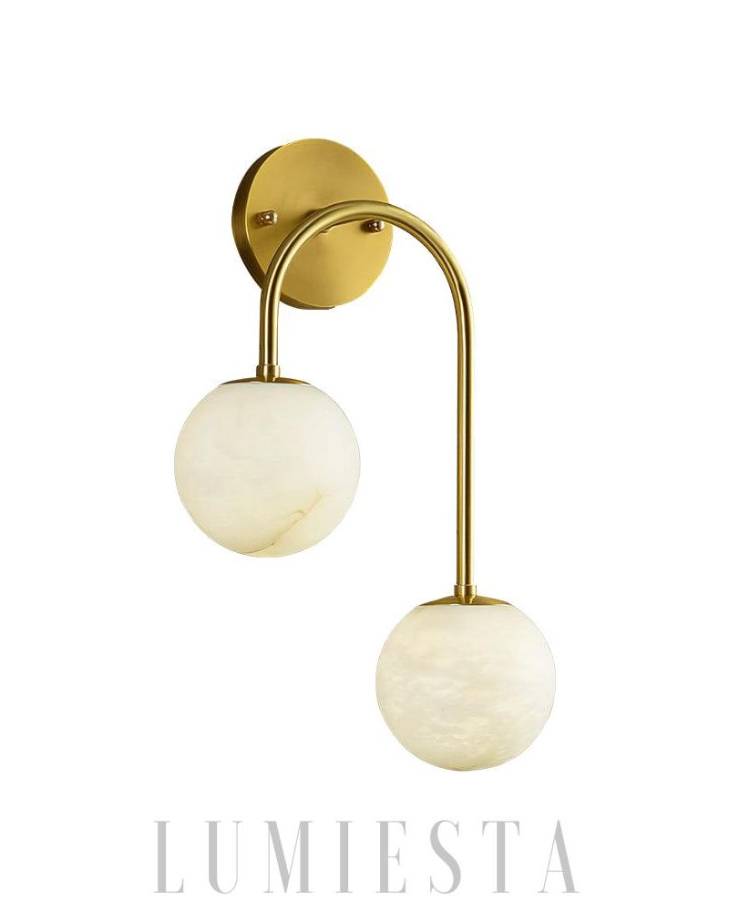 Lampa ścienna alabastrowa w nowoczesnym stylu mosiężnym 30cm