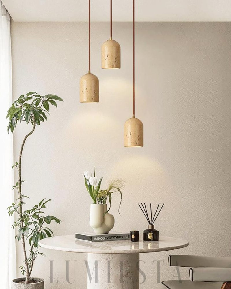 Lampa wisząca cylindryczna z trawertynu w stylu vintage 10cm