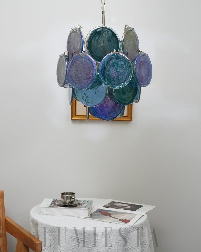 Lampa sufitowa Vintage Murano z niebieskiego szkła 45cm