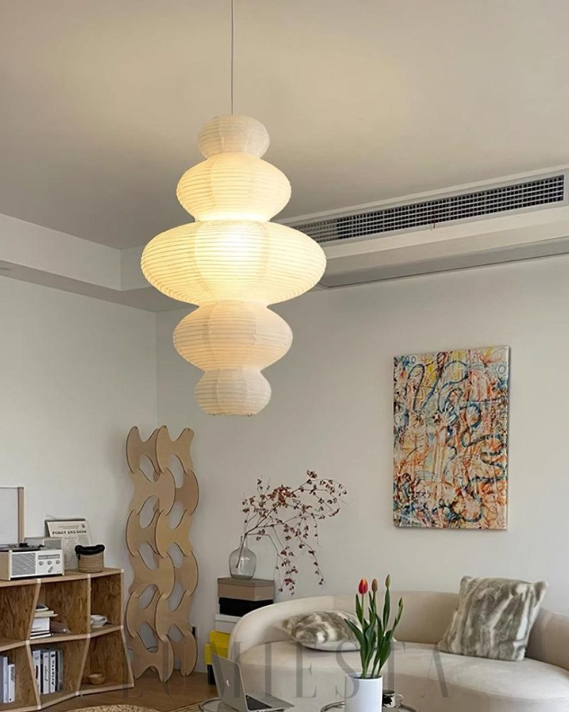 Lampa wisząca Akari Juni w eleganckim stylu z papieru ryżowego