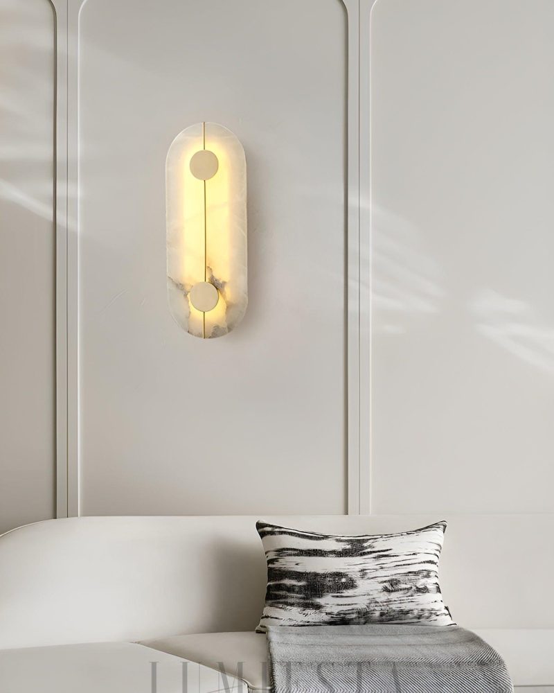 Lampa ścienna mosiężna z alabastrem styl retro 20cm
