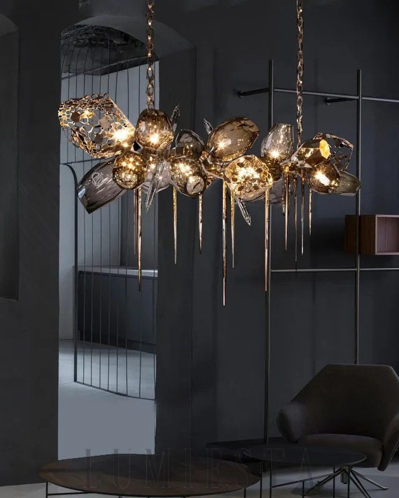Lampa wisząca Britannica Chandelier w stylu nowoczesnym złoty szary