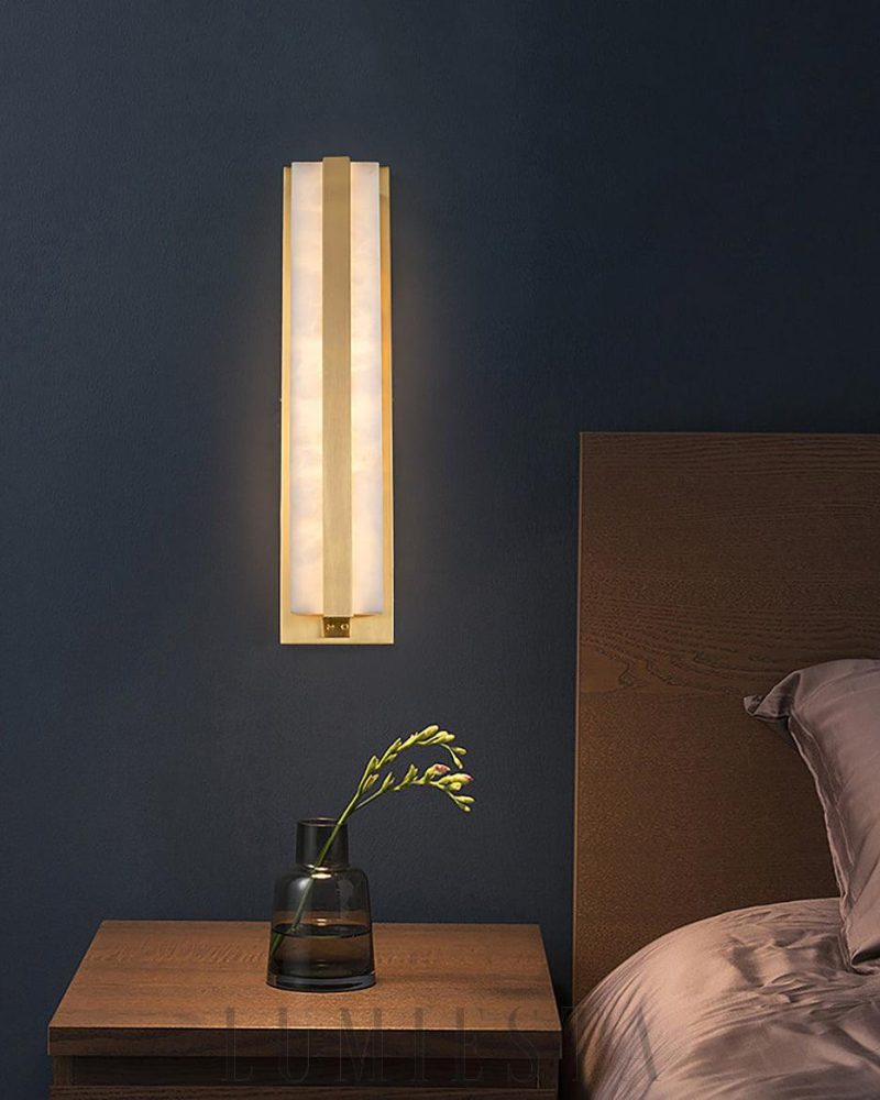 Lampa ścienna alabastrowa Modern Silex złota 45cm ciepłe światło