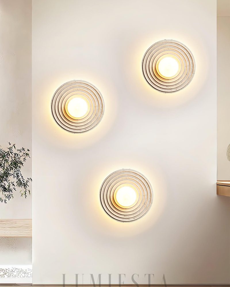 Lampa ścienna z okrągłymi pierścieniami w kolorze beżowym 33cm