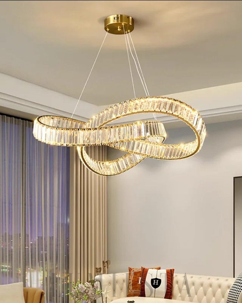 Luminosa - lampa wisząca okrągła ze złotymi kryształami