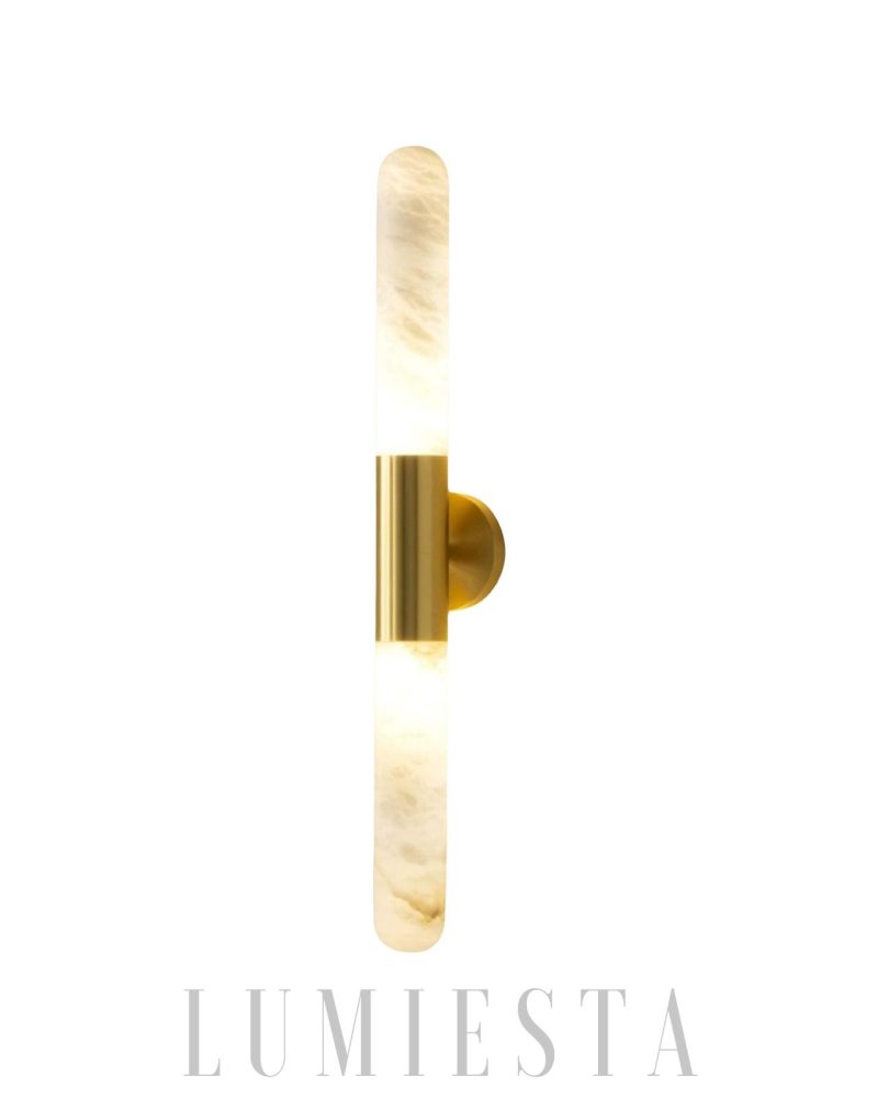 Lampa ścienna cylindryczna alabastrowa stylowa 65cm