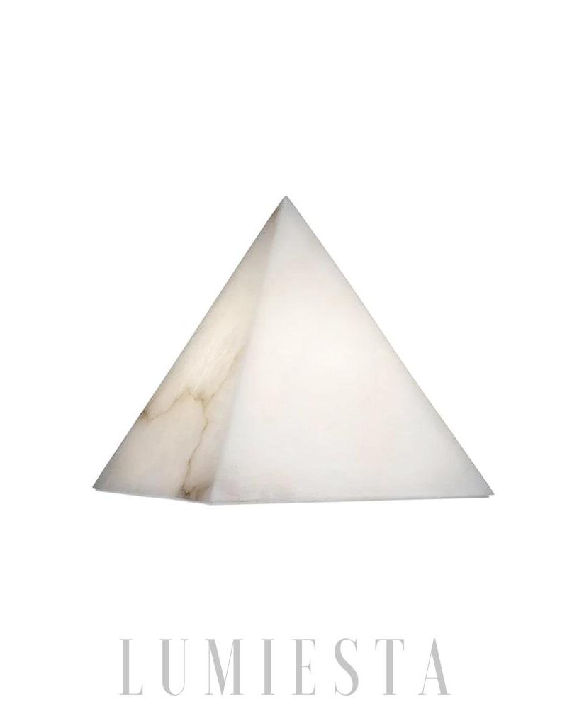 Lampa stołowa w kształcie piramidy z alabastru 20cm biały