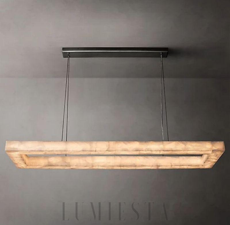 Lampa wisząca prostokątna Liviji 72 z calcitem i stalą