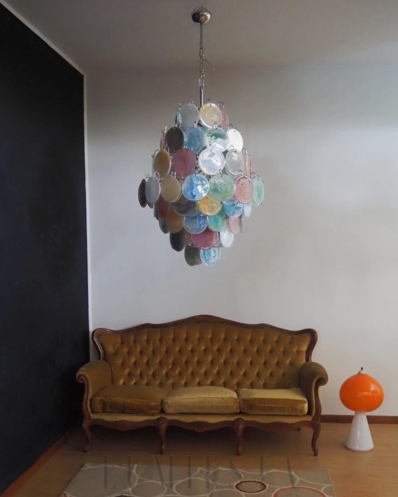 Lampa sufitowa Vintage Murano z kolorowymi dyskami 75cm