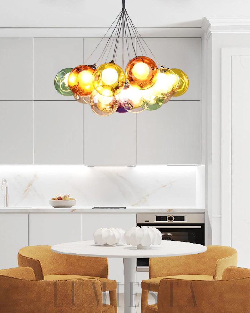 Lampa wisząca z wielokolorowymi kulami nowoczesny żyrandol