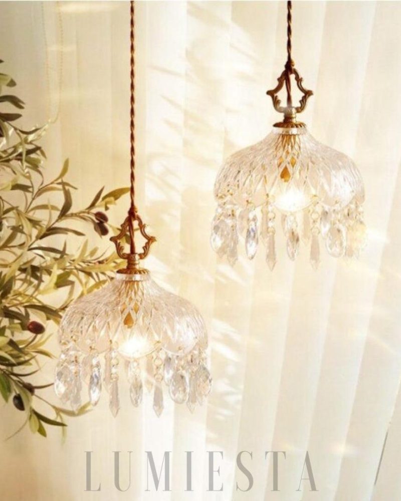 Lampa ścienna Alshamal szklana w stylu retro miedź kryształ