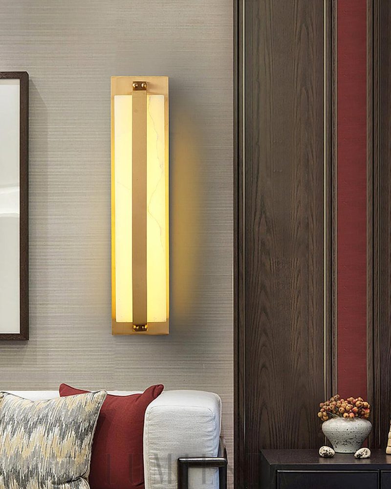 Lampa ścienna alabastrowa Modern Silex złota 45cm ciepłe światło