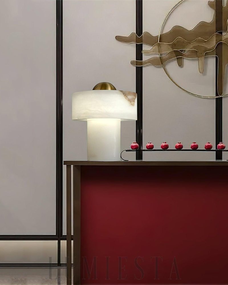 Lampa stołowa z alabastru w białym kolorze 25cm nowoczesny styl